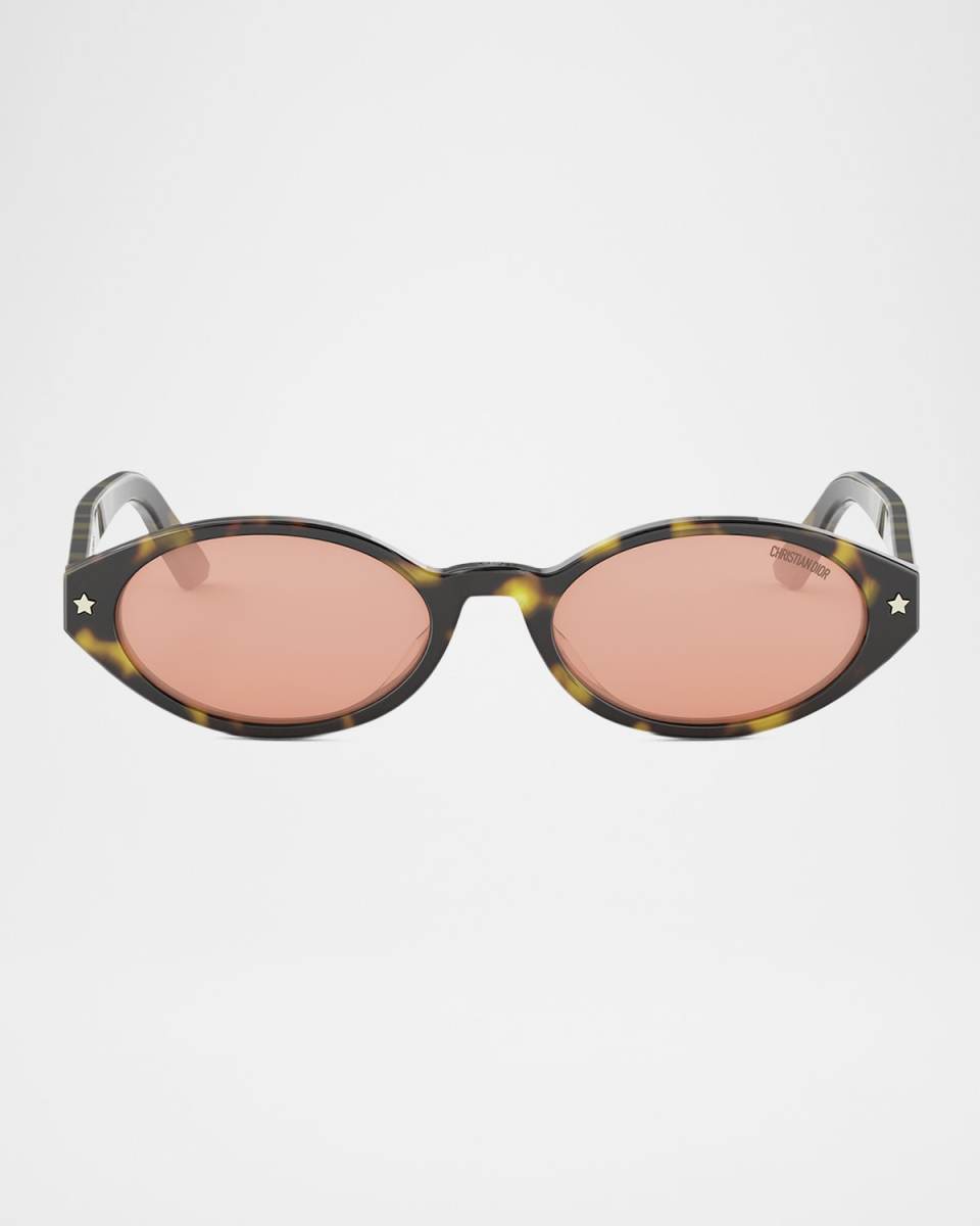 DiorPacific R1I Logo-Print Oval Sunglasses